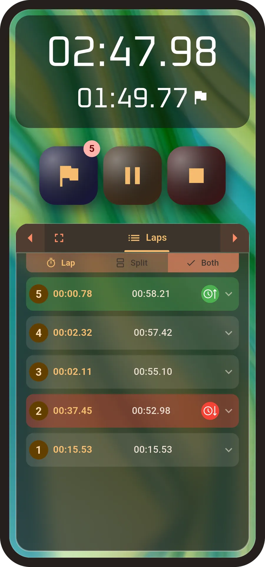 Stopwatch main screen